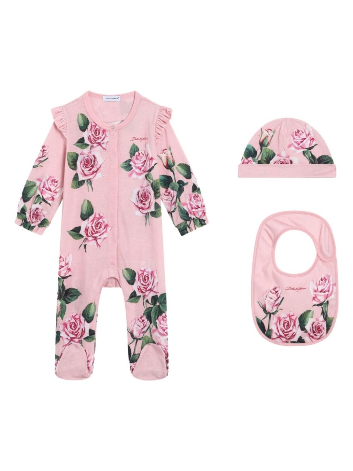 

Dolce & Gabbana Kids комплект для новорожденного с цветочным принтом, розовый