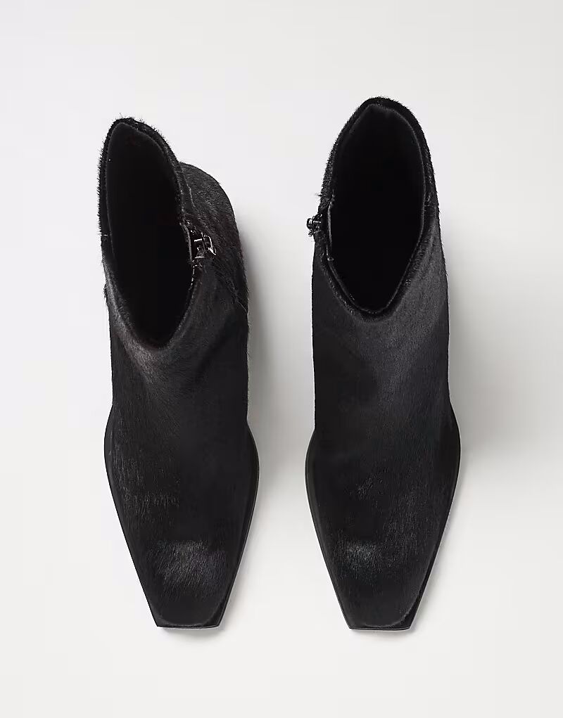 Ботинки челси из коровьей шерсти с кубинским каблуком из черной кожи Asos Design — фото 4