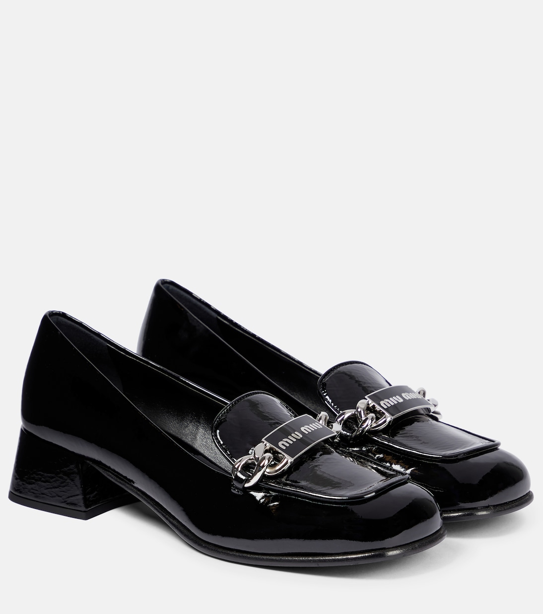 Лоферы из лакированной кожи Miu Miu, черный