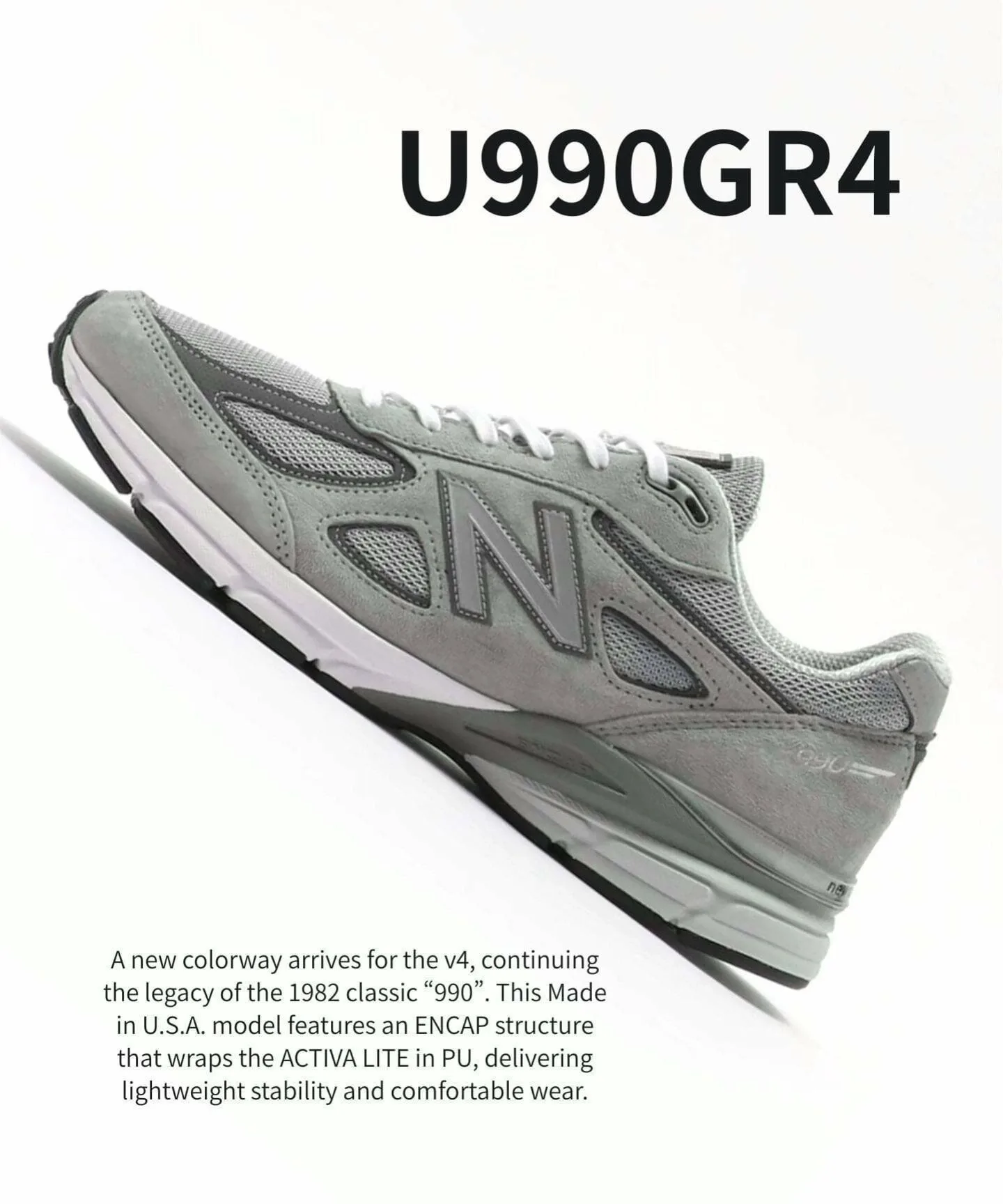 New Balance U990GR4 417 EDIFICE, Gray A