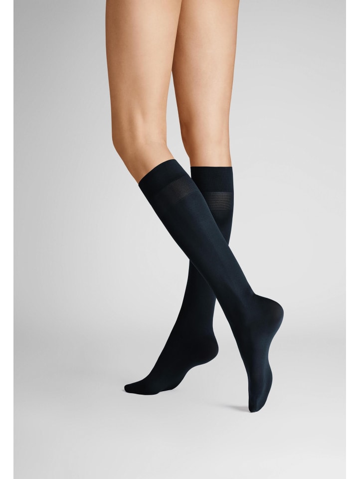 

Hudson Простые чулки до колена, размер 40, комплект из 2 штук, с эластичным поясом, темно-синего цвета