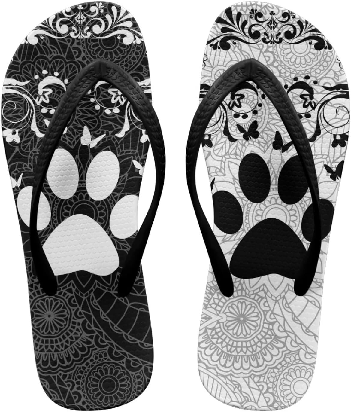 

Вьетнамки с черепом для женщин и мужчин, летние пляжные повседневные сандалии, удобные шлепанцы для душа Pointodoor, Dog Paw Print Butterfly