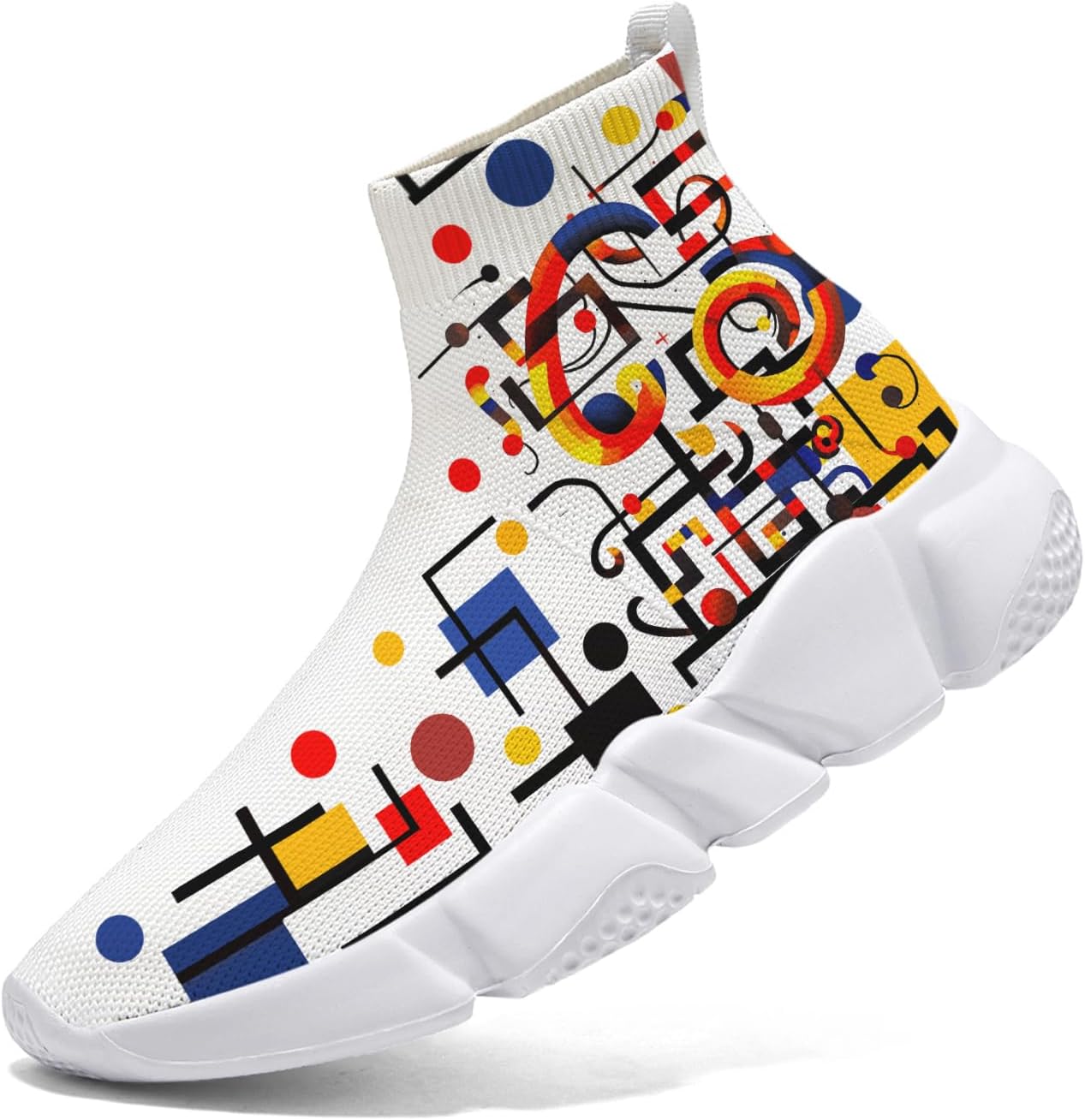 

Мужские носочные кроссовки Hetios в стиле Мондриан, трикотажные слипоны, спортивно-повседневные, расписанные граффити, Mondrian_21