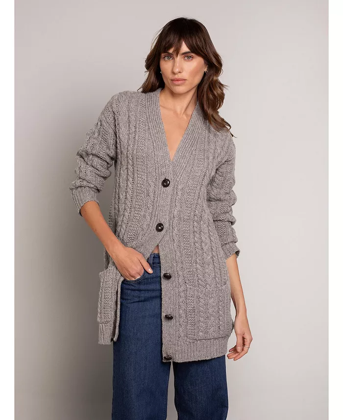 

Женский свободный кардиган с косичной вязкой Celtic & Co., коричневый/бежевый