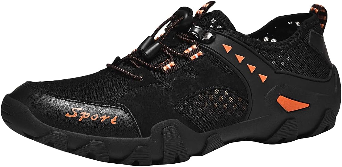 

Мужские летние сандалии Aisfn для активного отдыха на улице, с сеткой и кожей, модные повседневные туфли, подходящие для прогулок, вождения и работы Asifn, черный