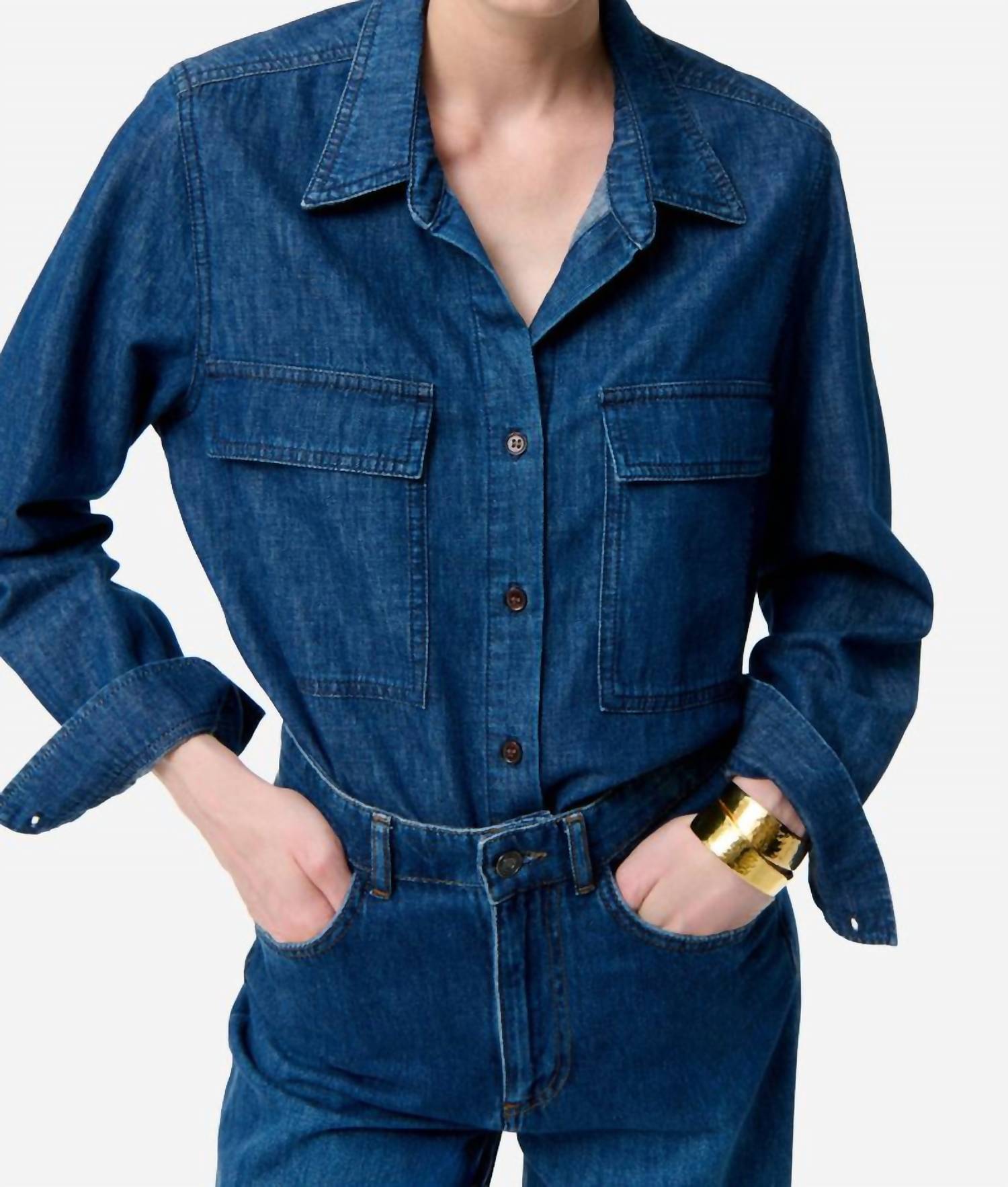 

Рубашка с пуговицами Dim Button Down Shirt в королевском джинсовом цвете Vanessa Bruno, denim royal