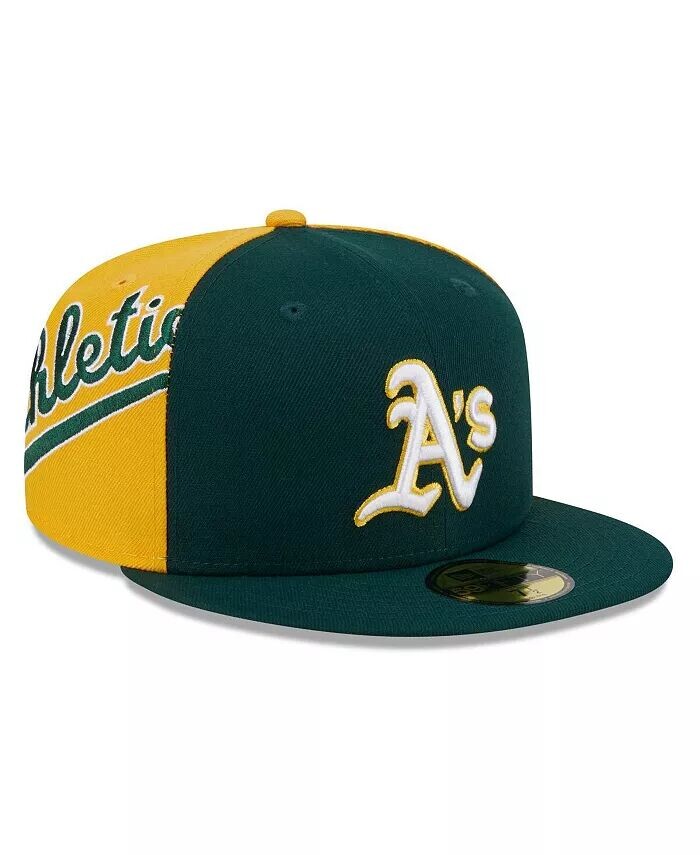 

Мужская зелено-золотая облегающая шляпа Oakland Athletics Gameday Sideswipe 59Fifty New Era, зеленый