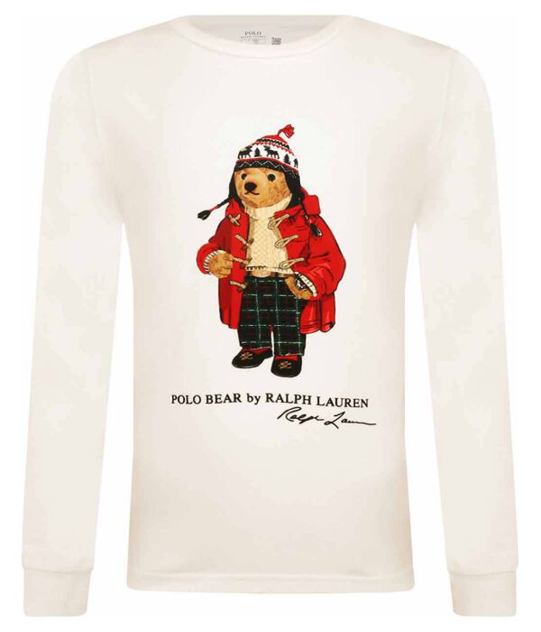 

Лонгслив детский Polo Ralph Lauren с изображением медведя, бежевый
