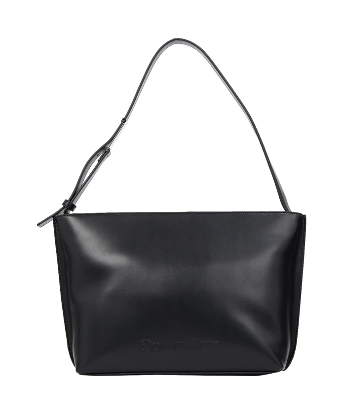 

Средняя сумка-тоут с тисненым логотипом Calvin Klein, черный