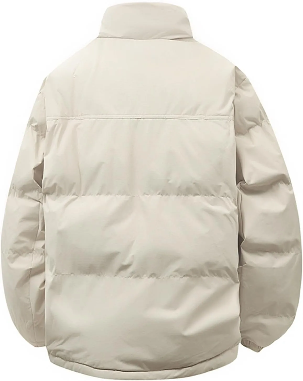 Куртка-пуховик мужская Quilted Puffer с молнией, утепленная флисом Sherpa, пуховая парка с воротником-стойкой, утолщенная зимняя верхняя одежда с карманами Generic, хаки — фото 3