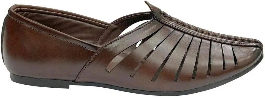 Туфли Mens Punjabi Jutti Breathable Comfortable Indian Sherwani Shoes Step n Style, Brown — фото 3