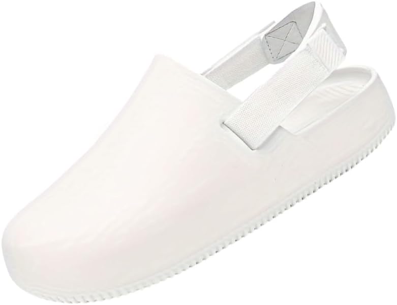 

Мужские нескользящие прочные шлепанцы из EVA однотонного цвета, закрытые с круглым носком, для пляжа, для дома и улицы Fmshi, белый