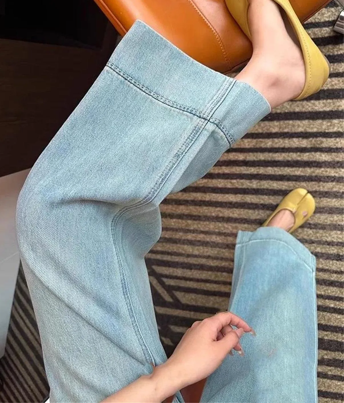 Женские джинсы прямого кроя bell bottoms с длиной nine-point — фото 3