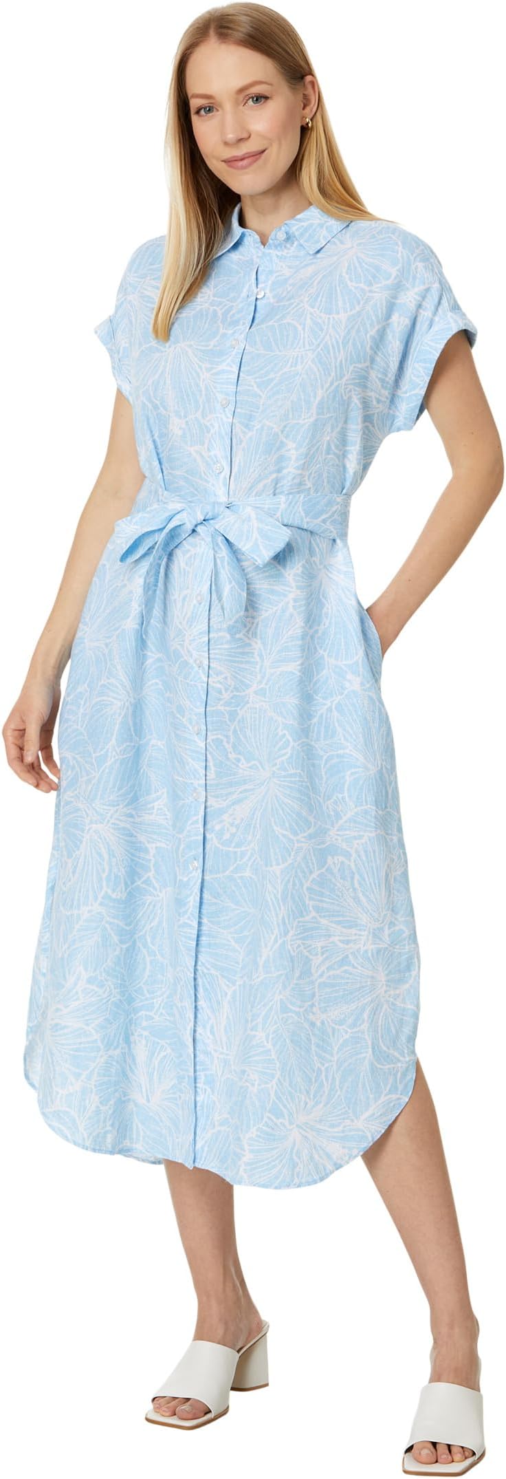 

Платье Tommy Bahama Hightide Hibiscus Shirt Dress, цвет Glass Bead Blue