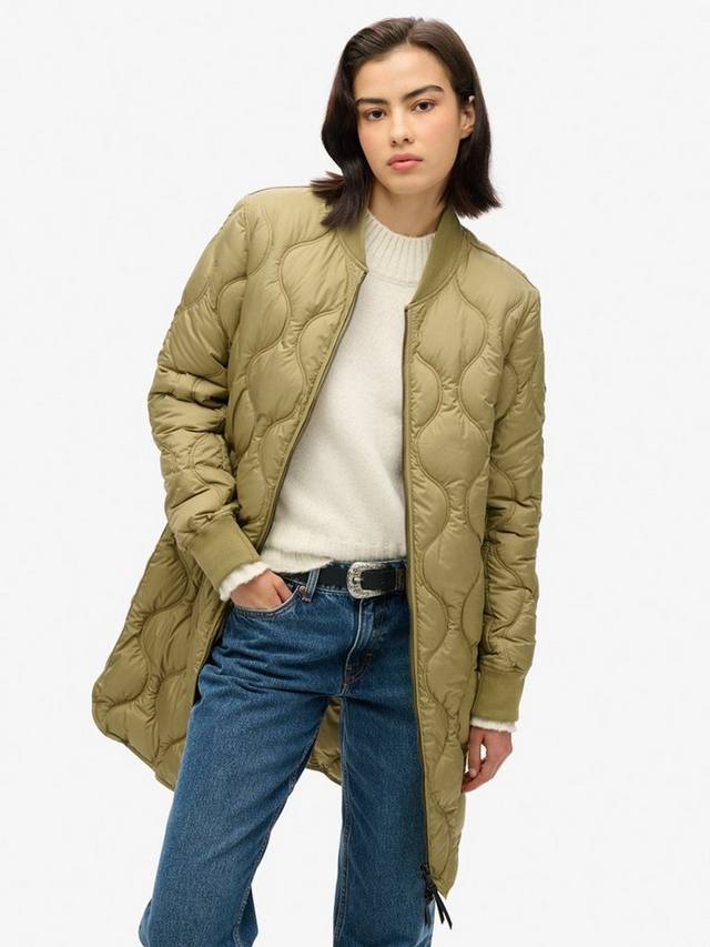 

Студийное длинное стеганое пальто на подкладке Superdry, цвет Dried Herb Green