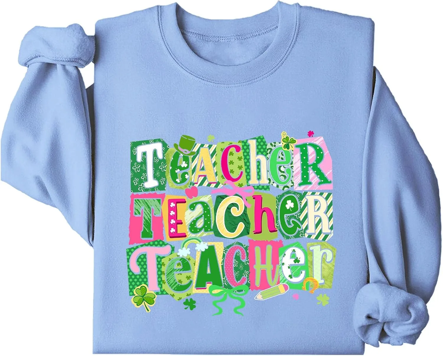 

Свитшот для учителя на День Святого Патрика, уютный худи с клевером Batclock