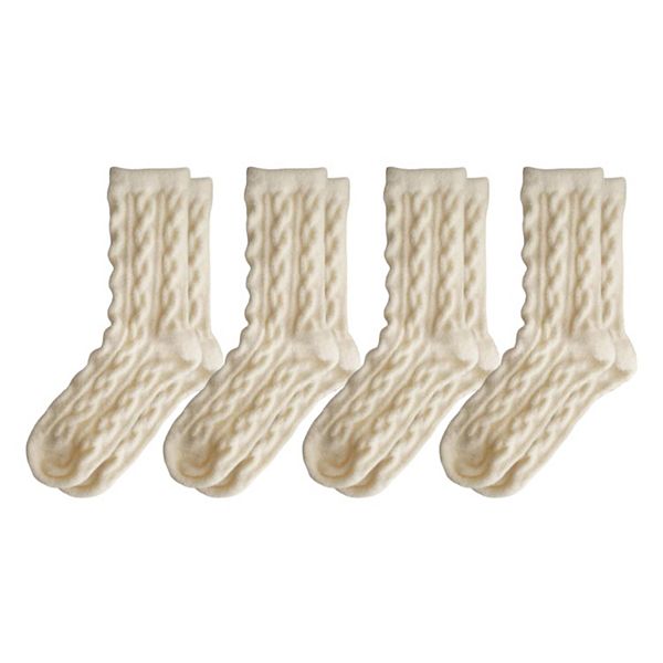 

Женские четвертные носки Cable Knit, 4 пары, мягкая эластичная ткань, уютные для повседневной носки Anna-Kaci, Beige