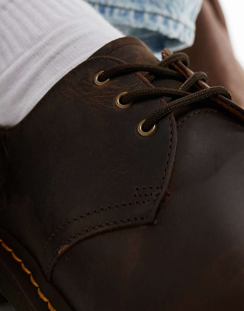 Dr Martens – 1461 – Темно-коричневые туфли на шнуровке с 3 рядами люверсов — фото 3