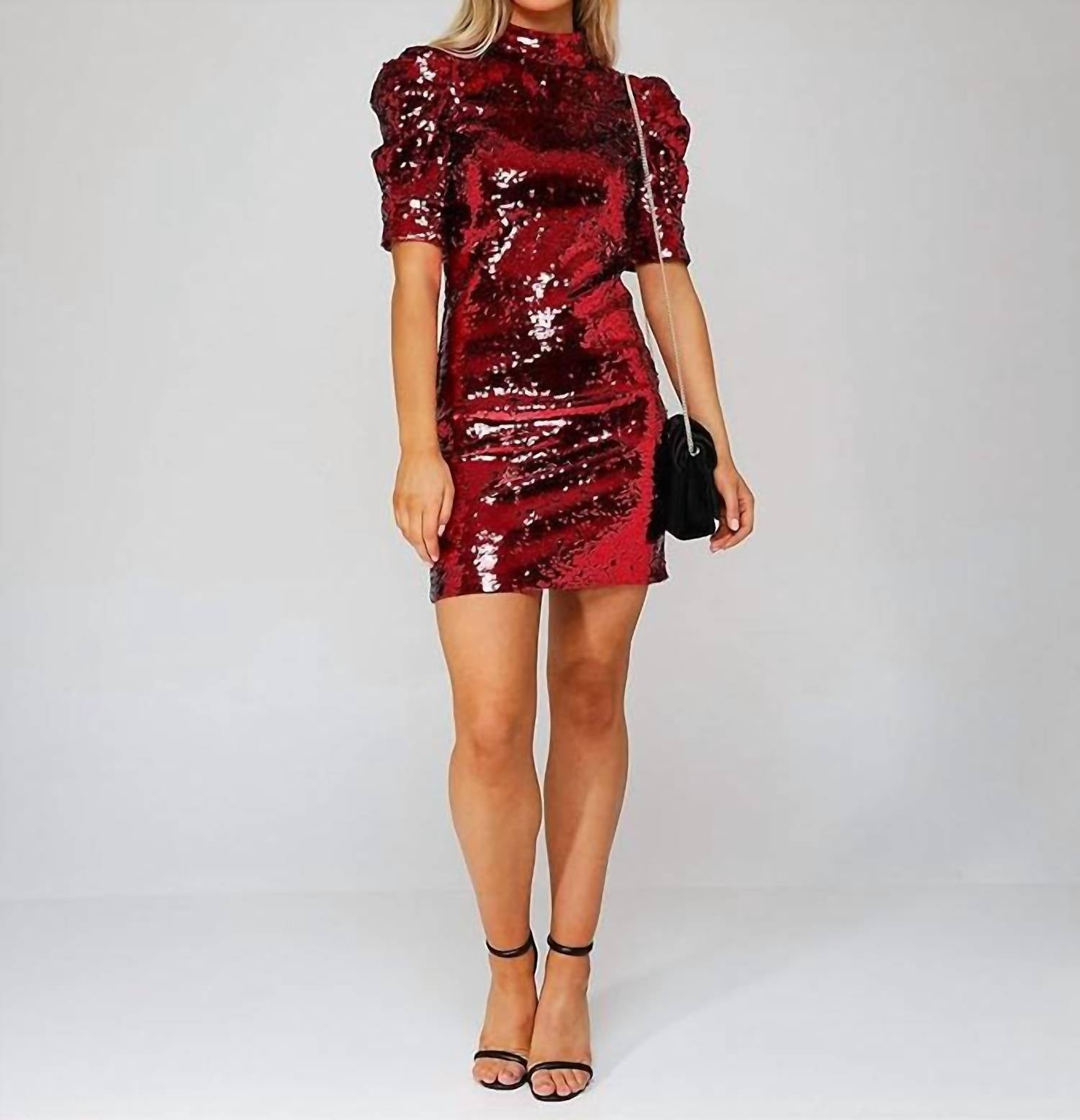 

Платье Brenna Sequin с пышными рукавами, красное в бордо alice + olivia