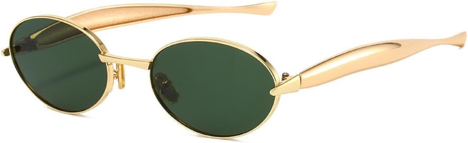 

Солнцезащитные очки UV400 с защитой от УФ-излучения, овальная маленькая оправа, металлический градиент, для женщин и мужчин, для бега и занятий спортом на открытом воздухе UYPTK, Golden Green