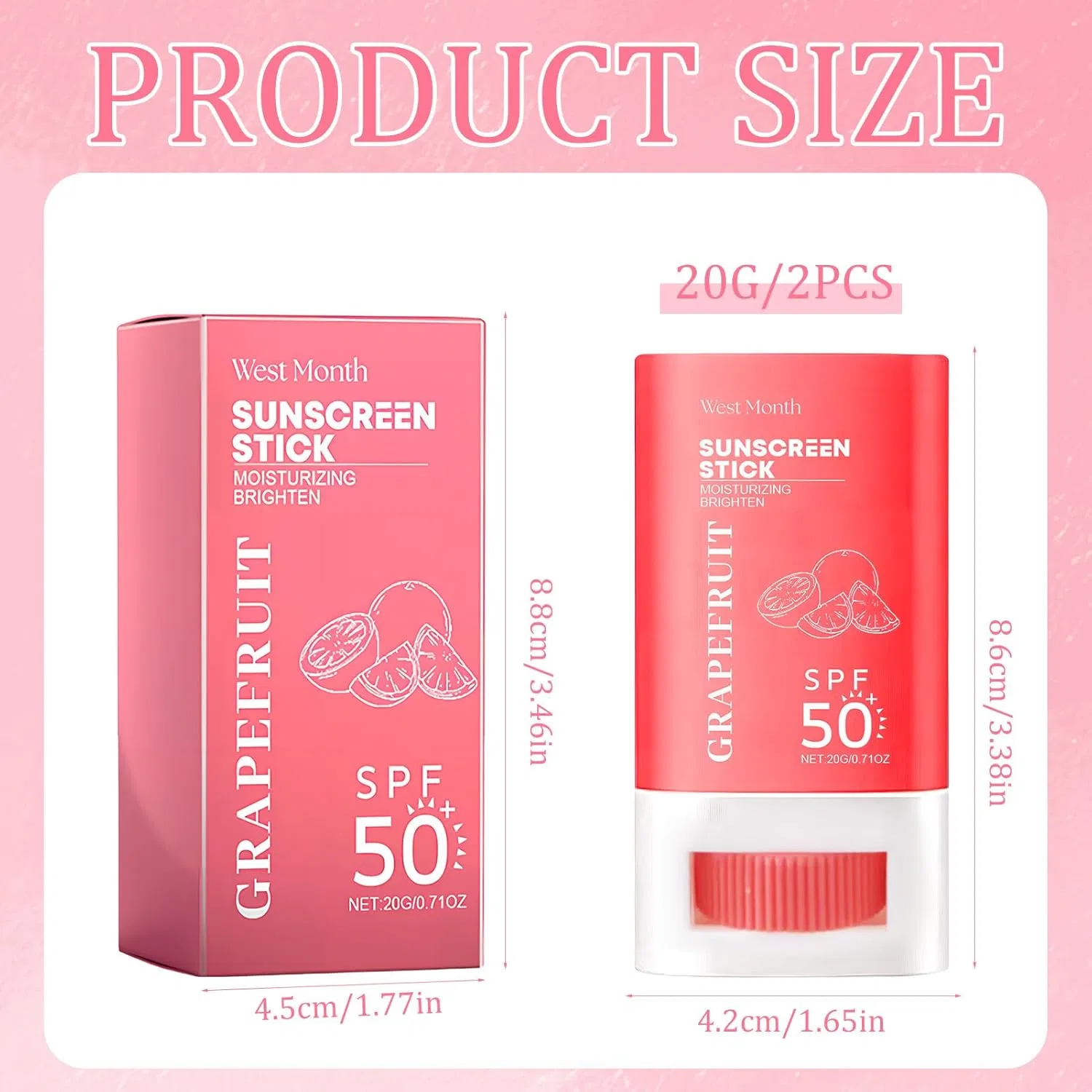 Солнцезащитный стик для лица SPF 50, 2 шт. Meanju, Grapefruit-2 Stück — фото 2