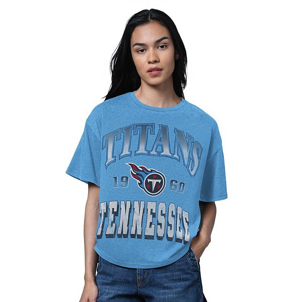 

Женская светло-голубая футболка Tennessee Titans Hall of Fame oversize Starter