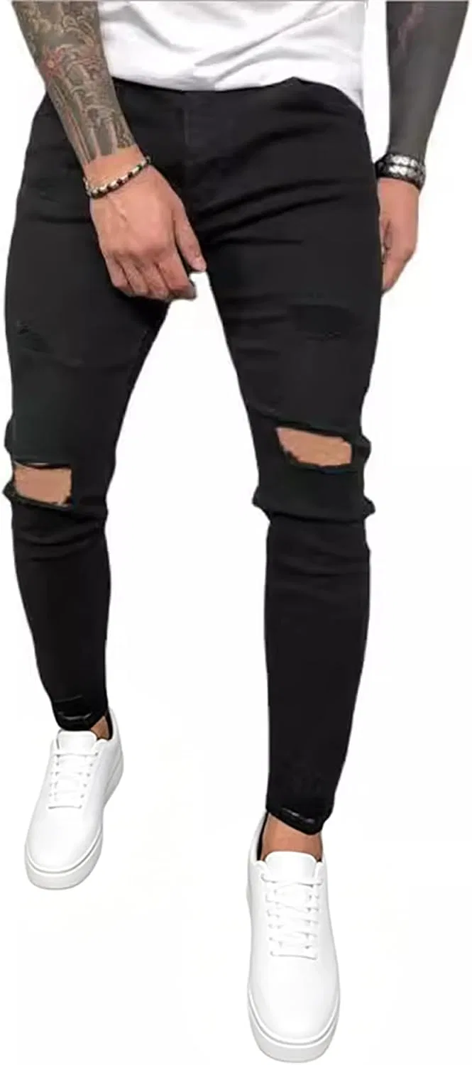 Джинсы скинни рваные Slim Fit, черный