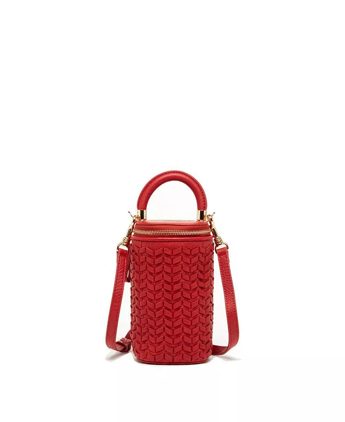 

Красная кожаная мини-сумка через плечо с плетением, маленькая сумка-ведерко, женская сумка SUSU