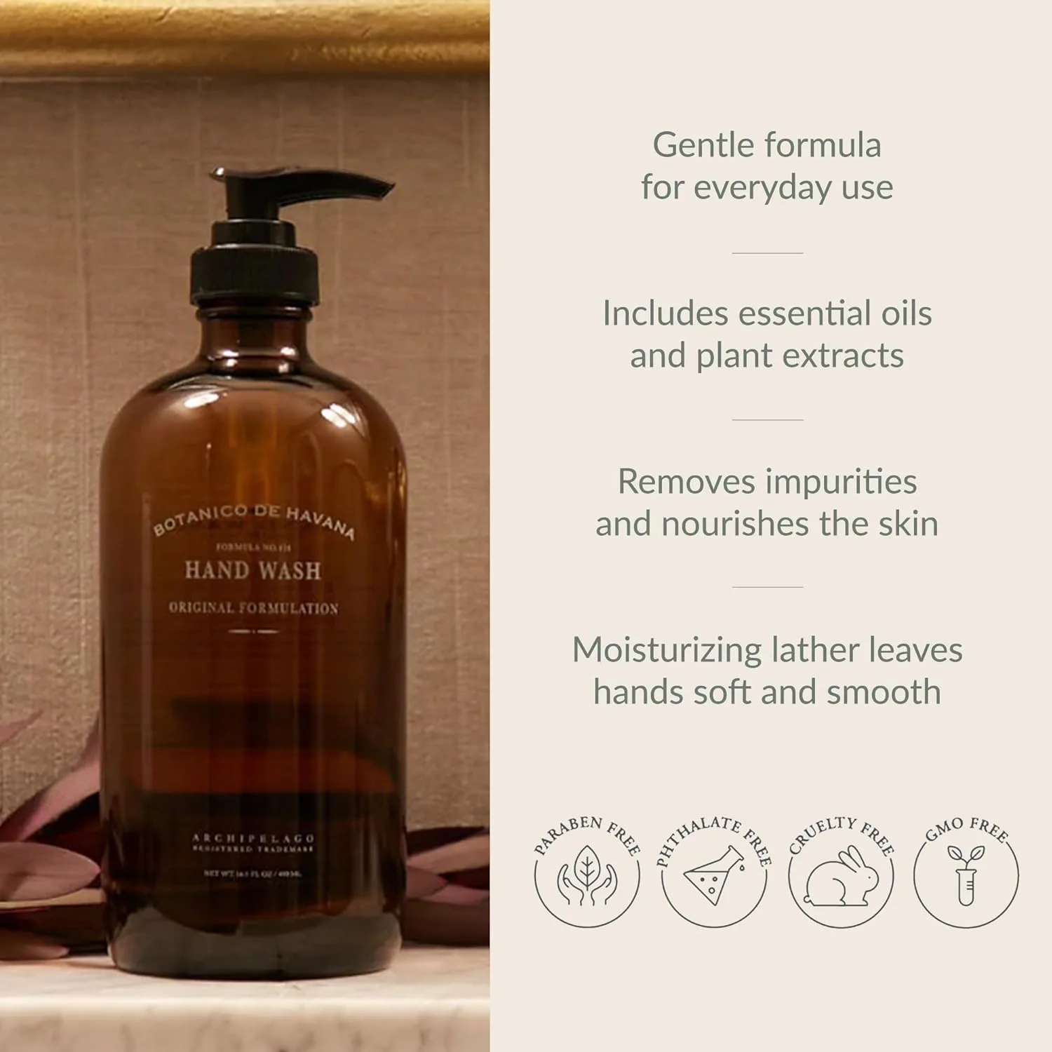 Жидкое мыло для рук Archipelago Botanicals Botanico de Havana, увлажняющее мыло для ежедневного использования с дозатором, подходит для кухни или ванной комнаты, 16,5 жидких унций. 488 мл (1 шт.), orange — фото 3