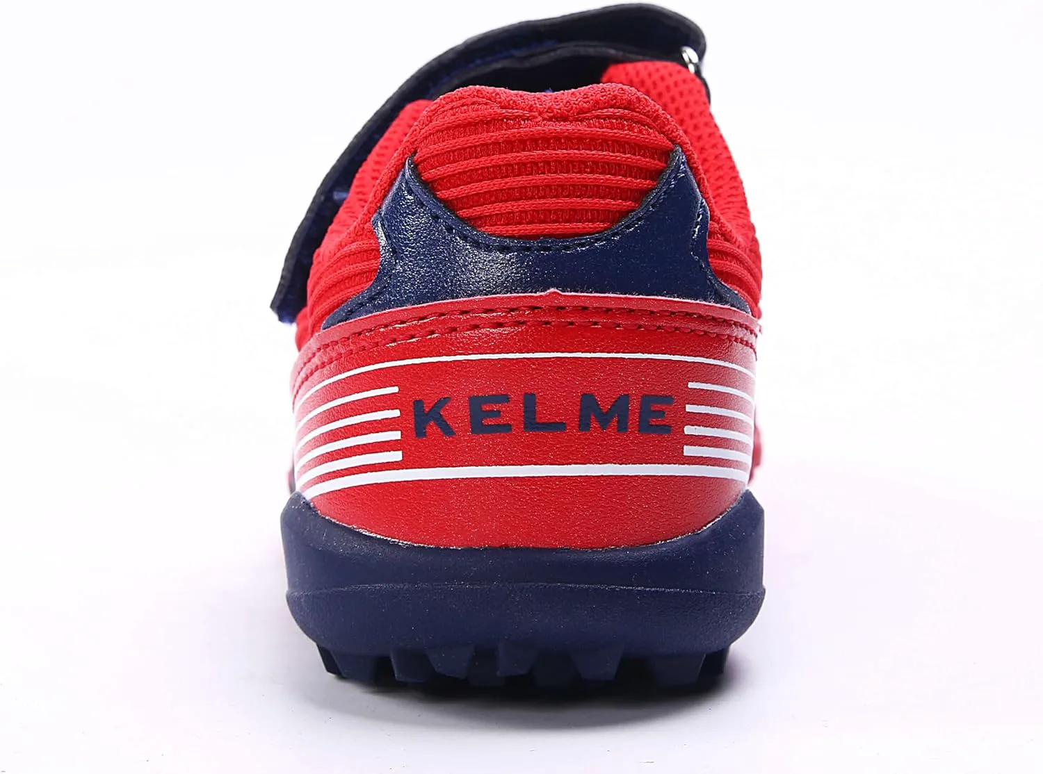 Футбольные бутсы KELME без шнурков для детей и подростков - футзал или футбольная обувь для игры на траве для мальчиков и девочек - футбольные бутсы на липучке для игры в помещении или на улице, красный/синий — фото 2