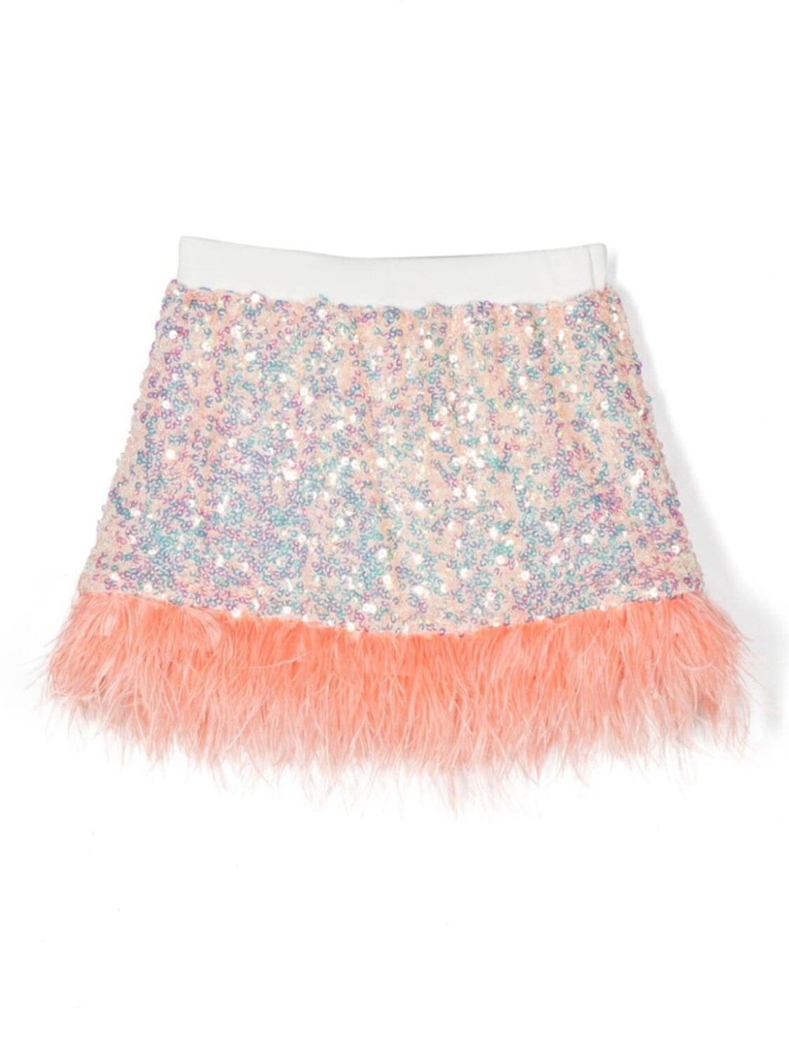 

Andorine sequinned feather-trimmed miniskirt, розовый