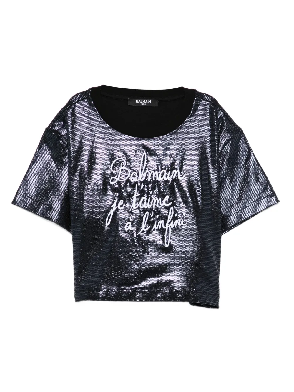 

Футболка с эффектом металлик Balmain Kids, синий