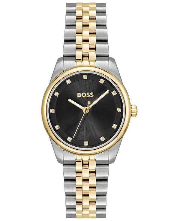 

Женские изящные кварцевые часы с двухцветным корпусом из нержавеющей стали, 32 мм Hugo Boss, two-tone