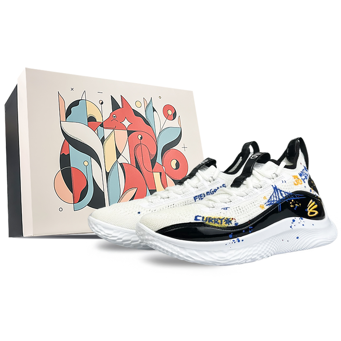 

Under Armour Кроссовки для баскетбола Curry 8 с амортизацией, износостойкие, дышащие, нескользящие, низкие, унисекс, бело-черные