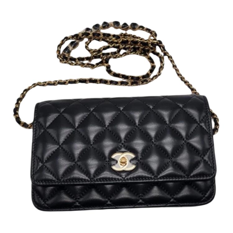 CHANEL Кожаная поясная сумка унисекс черная — фото 2