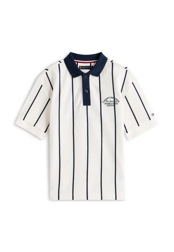 Рубашка-Поло с контрастным воротником и вышивкой пике Tommy Hilfiger, Ancient White — фото 4