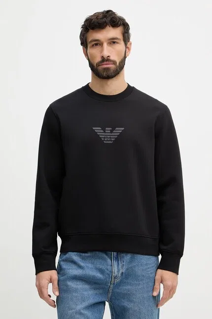 Худи из эластичного трикотажа Emporio Armani, черный