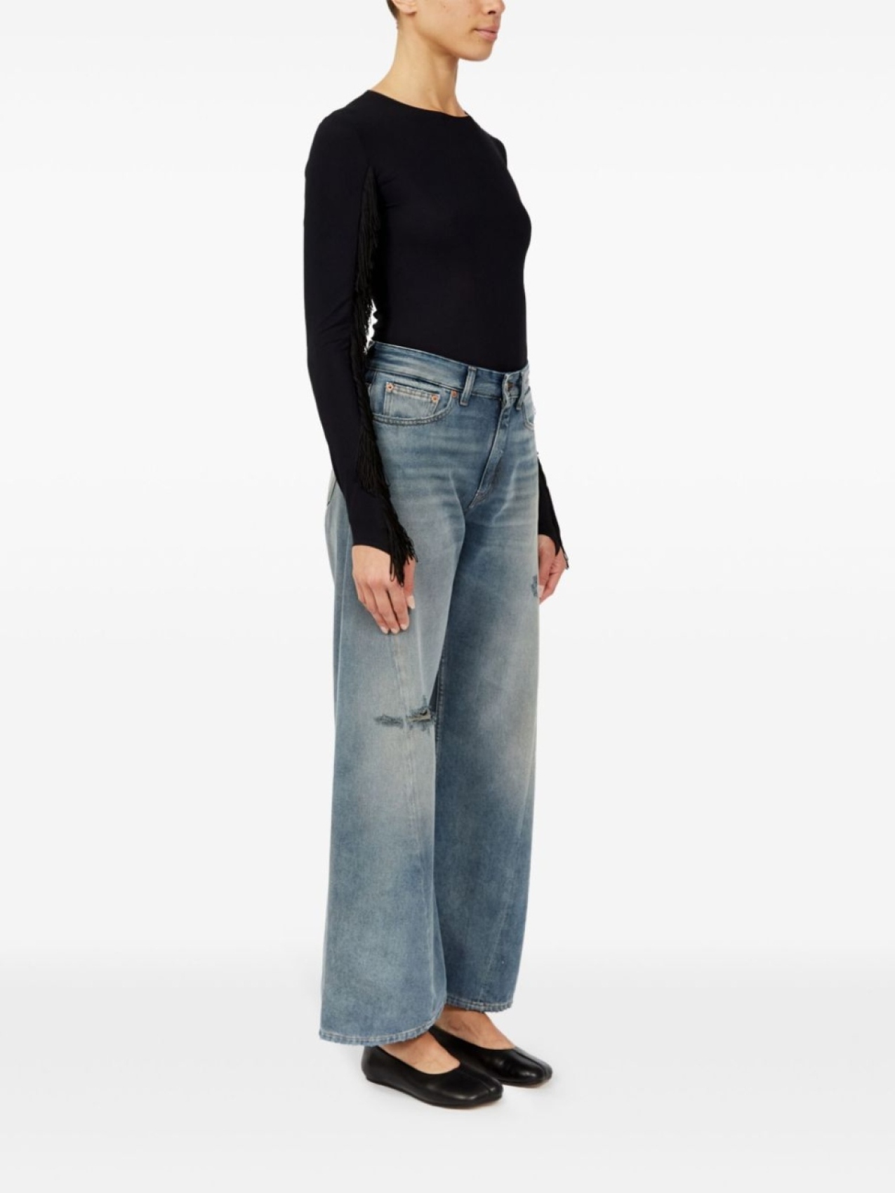 MM6 Maison Margiela широкие джинсы с эффектом потертости, синий — фото 3
