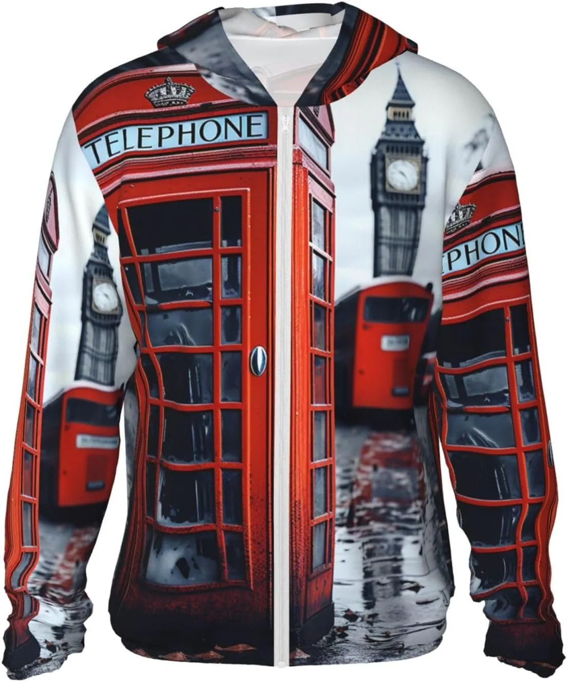 

Мужская толстовка с защитой от солнца UPF 50+, легкая куртка с длинным рукавом, Англия, ретро Лондон FZQVSLCM