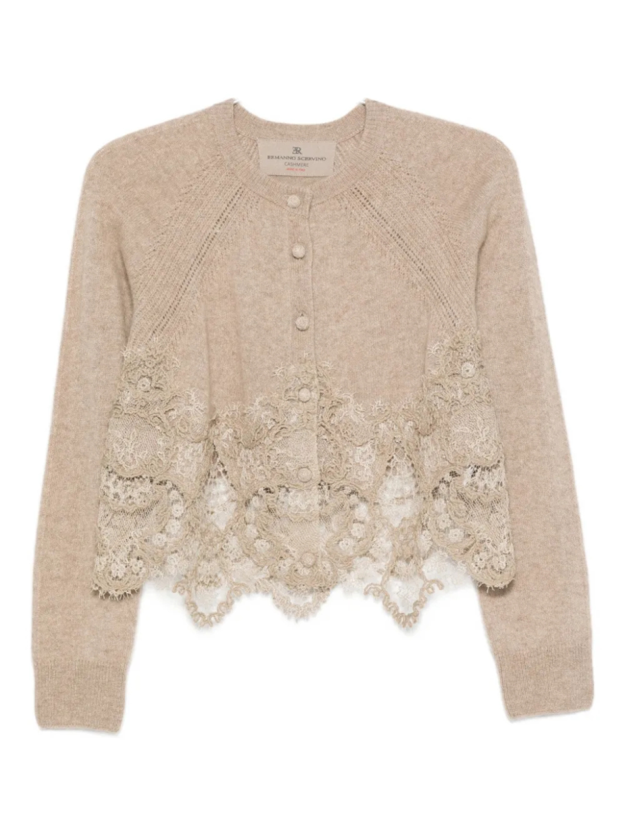 

Кардиган Ermanno Scervino с кружевной отделкой, коричневый