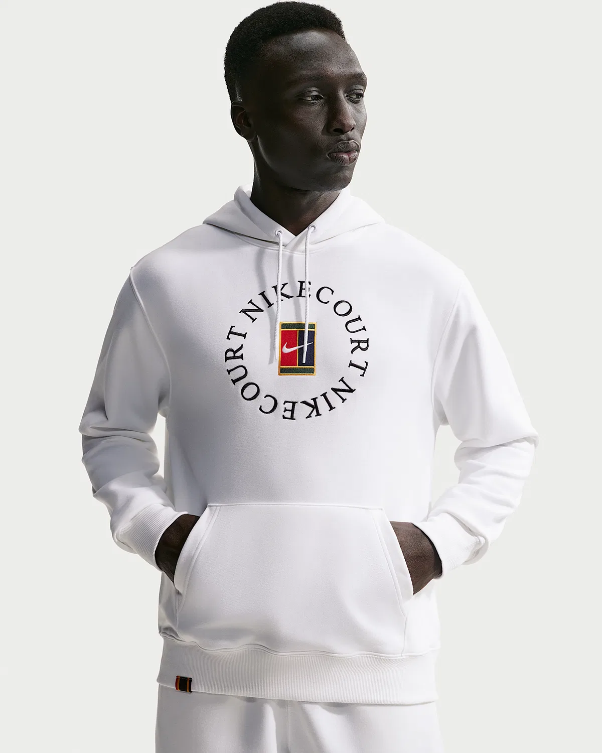 Мужская теннисная худи-пуловер NikeCourt Heritage Dri-FIT French Terry, White/Black
