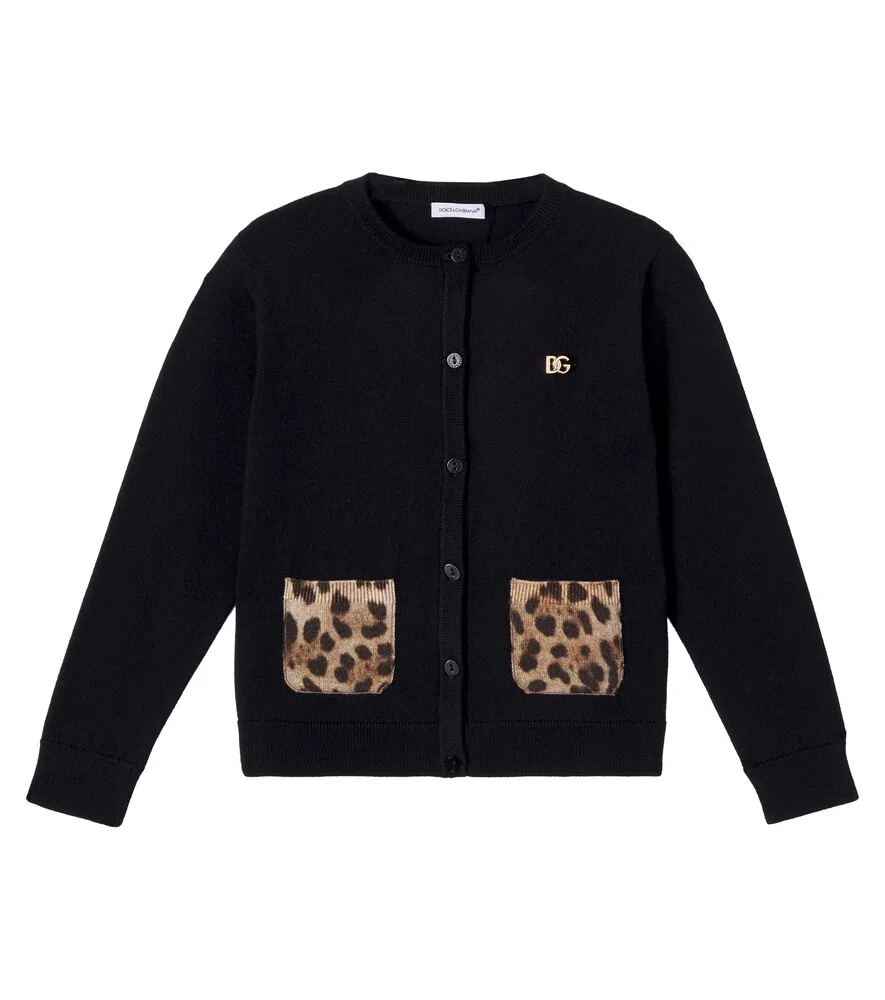 Кардиган из натуральной шерсти Dolce&Gabbana Kids, черный