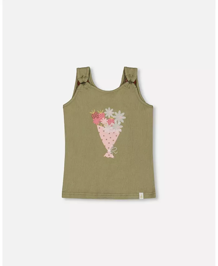 

Детский топ с рюшами для девочек Floral Olive Green - Toddler|Child Deux par Deux, зеленый