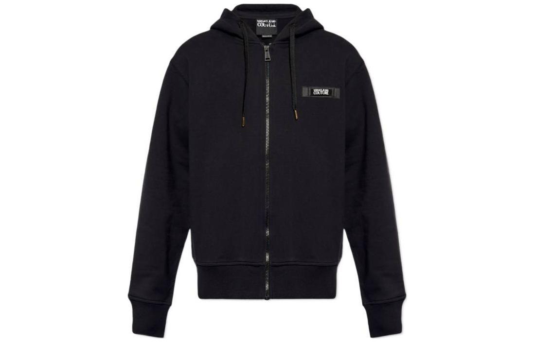 

VERSACE JEANS Худи с молнией и шнурком с нашивкой-логотипом, Black