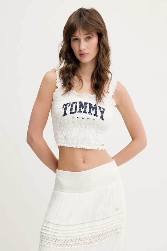 

Хлопковая майка Tommy Jeans, белый