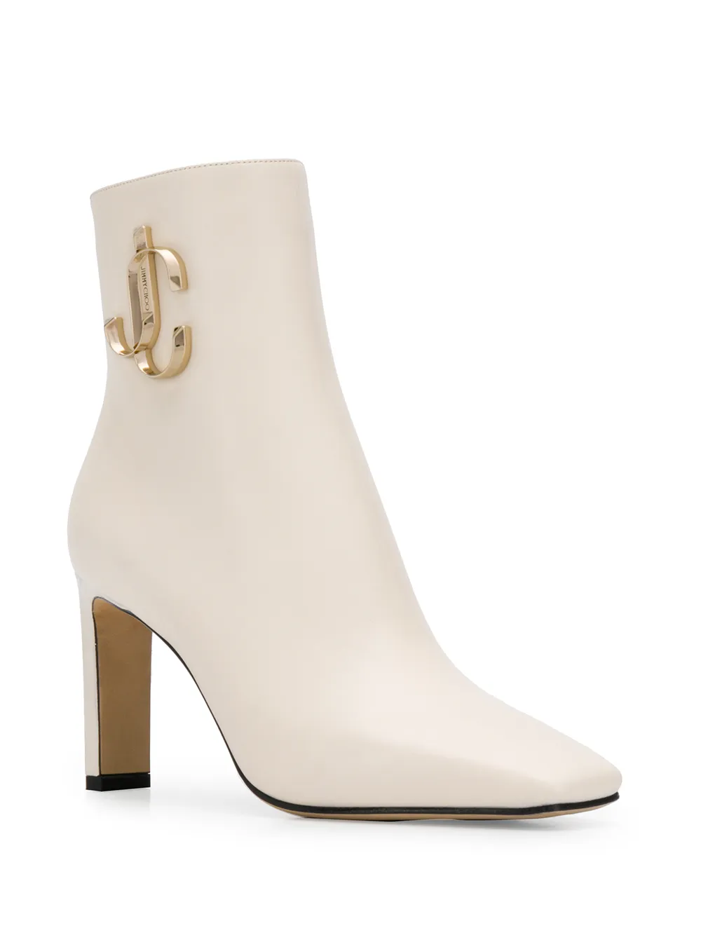 Ботильоны с металлическим логотипом JIMMY CHOO, белый — фото 2
