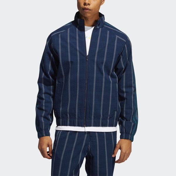 Куртка adidas originals Mw Tt Casual Stand Collar Plaid Athletics Sports Jacket Navy Blue, синий — фото 3