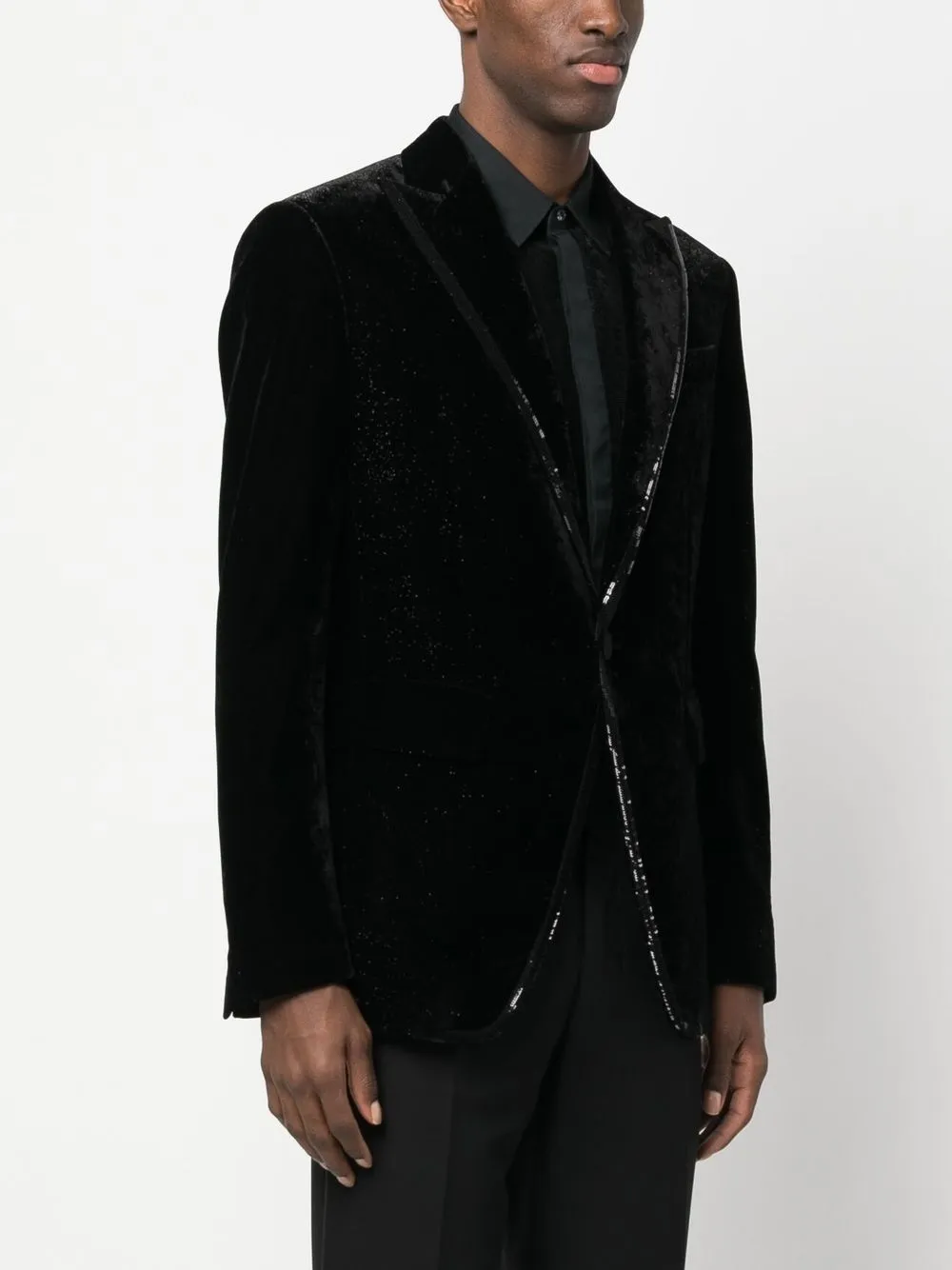 Бархатный блейзер с отделкой пайетками DSQUARED2, черный — фото 3