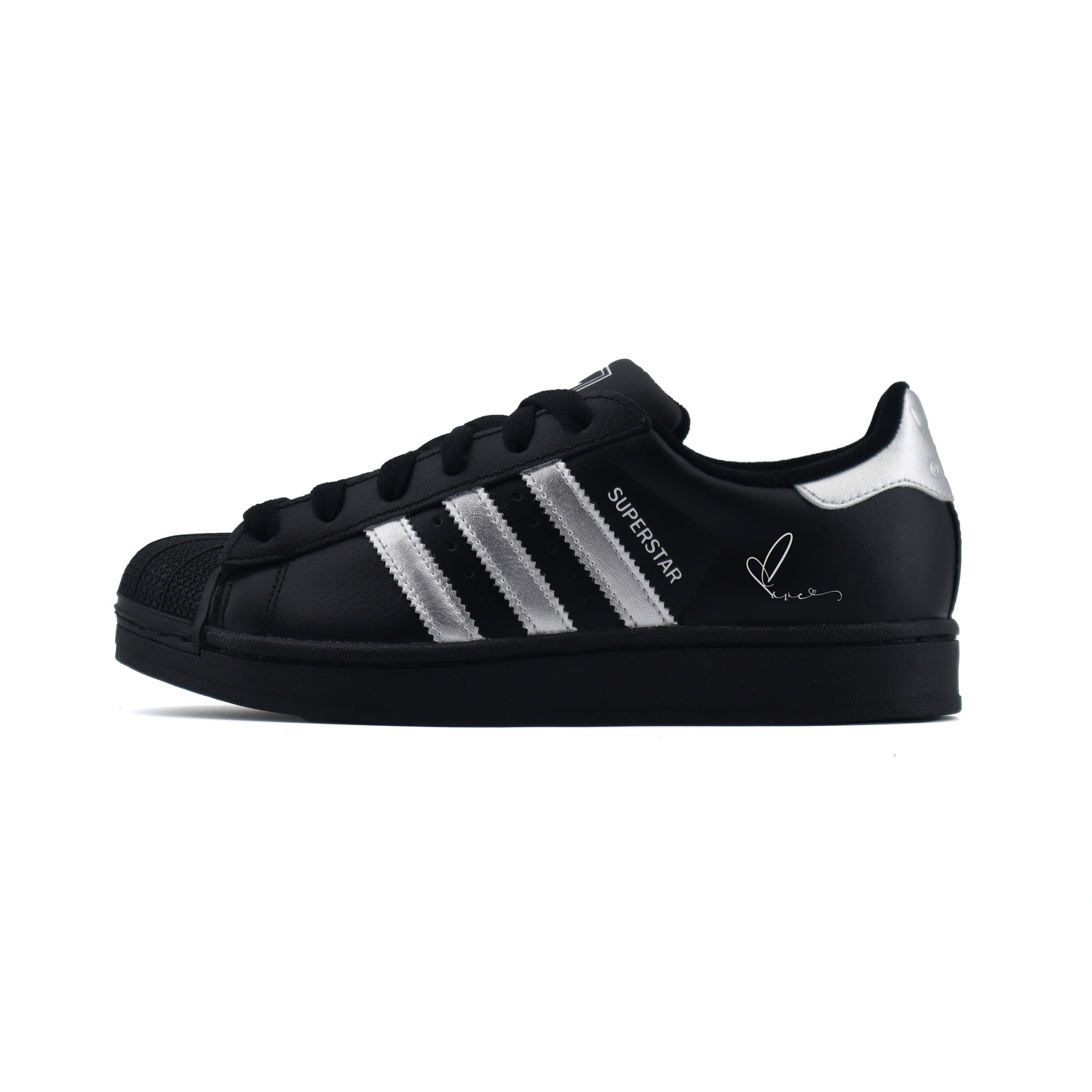 

Adidas Originals Superstar 2 Love устойчивые к истиранию низкие детские скейтбординг кроссовки black silver unisex