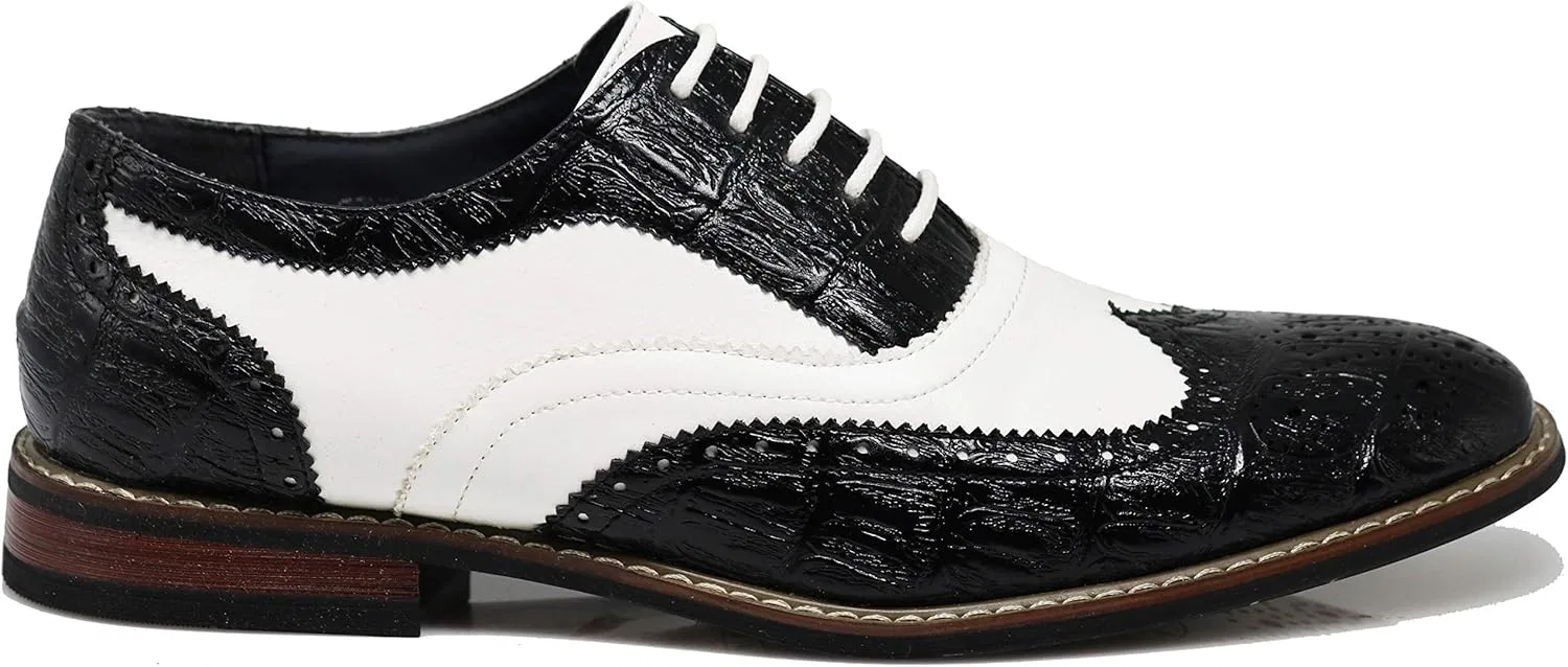 Мужские двухцветные оксфордские туфли на шнуровке WOODEN08N Enzo Romeo, Black White 03 — фото 2